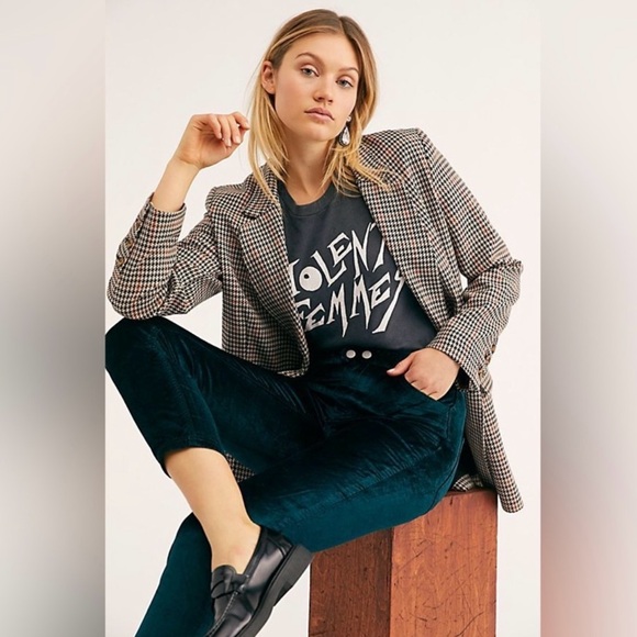 Free People We The Free Sweet Jane Velvet Skinny Jeans Pants in Neptune Green 26 - Picture 2 of 16